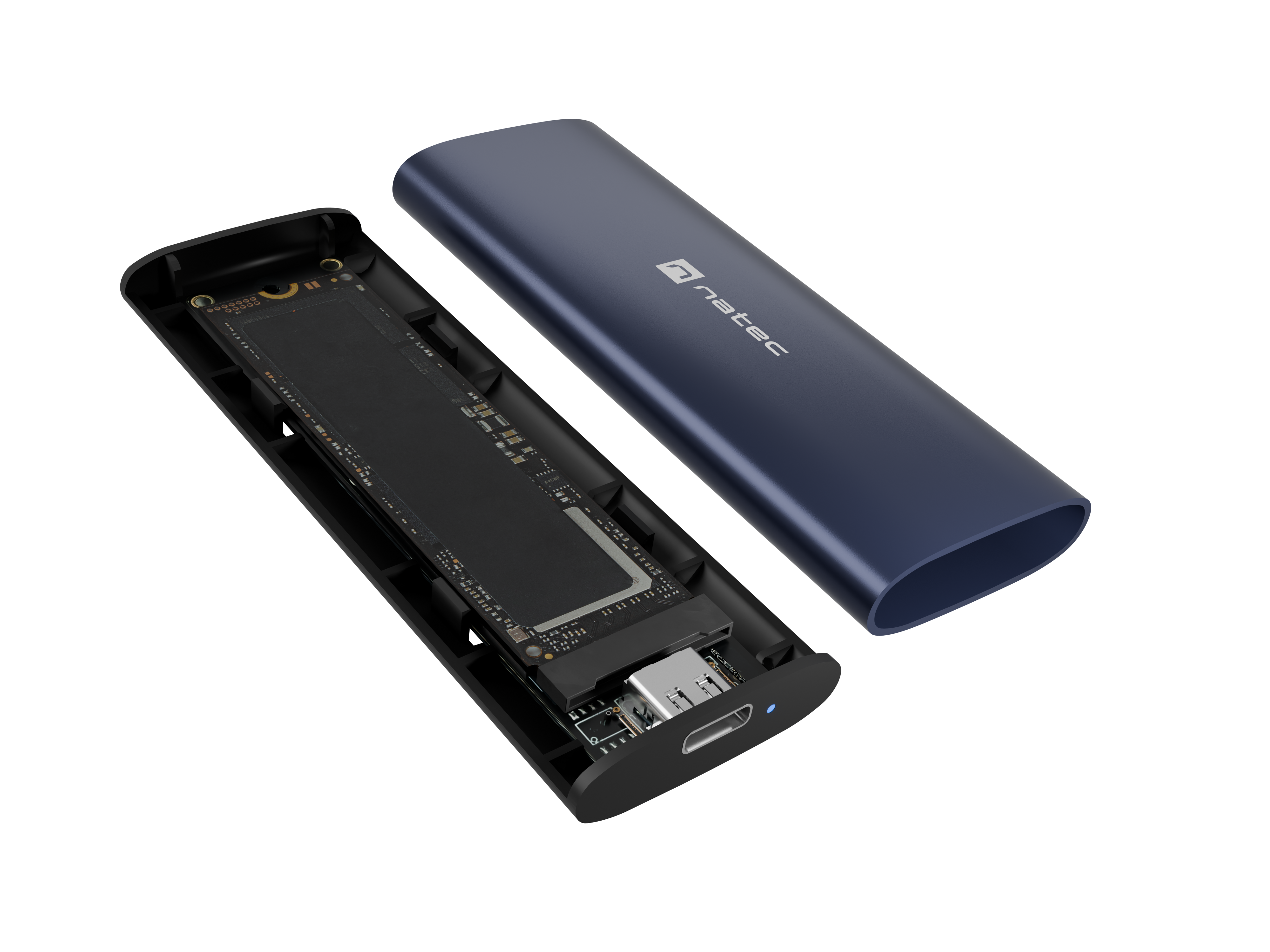 Natec | Rhino M.2 NVME Lite USB-C External, Gen 2 Steel Navy | Solid-state drive interface NVMe