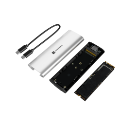 Natec | Rhino M.2 NVME Lite USB-C External, Gen 2 Steel Arctic Silver | Solid-state drive interface NVMe