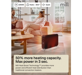 Mill Instant Max Led Portable Heater | CO2200LEDMAXBLACK | Convection Heater | 2200 W | Number of power levels 3 | Suitable for rooms up to 5-30 m² | Black