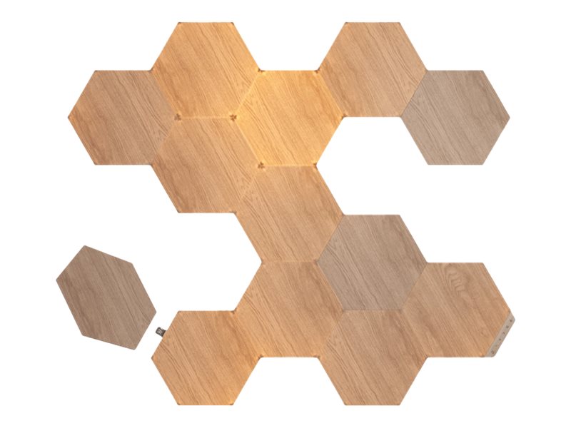 Nanoleaf | Elements Wood Look Hexagons Starter Kit (13 panels) | Cool White + Warm White