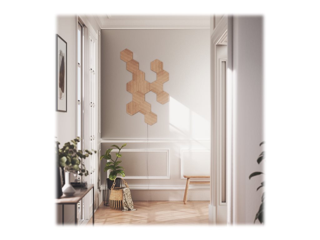 Nanoleaf | Elements Wood Look Hexagons Starter Kit (13 panels) | Cool White + Warm White