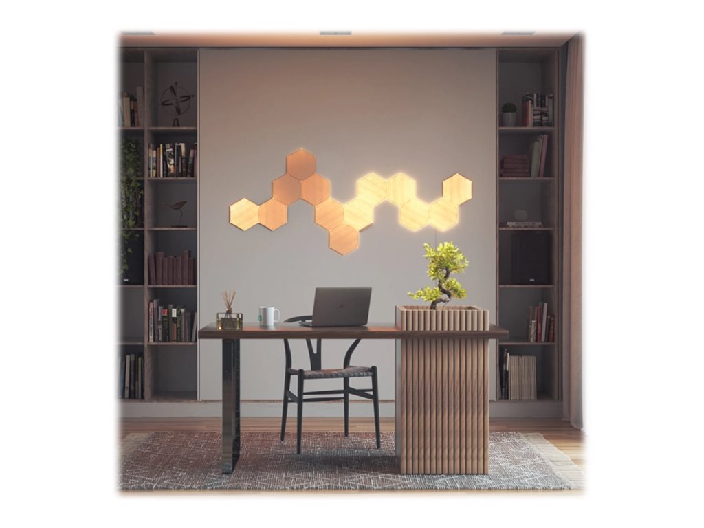 Nanoleaf | Elements Wood Look Hexagons Starter Kit (13 panels) | Cool White + Warm White