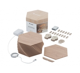 Nanoleaf | Elements Wood Look Hexagons Starter Kit (13 panels) | Cool White + Warm White