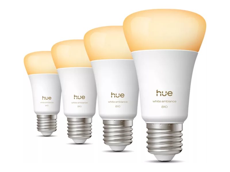 Philips Hue WA 810 A60 4P EU | E27 | 6 W | Warm to cool white light | Bluetooth and Zigbee