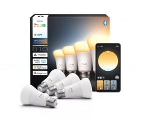 Philips Hue WA 810 A60 4P EU | E27 | 6 W | Warm to cool white light | Bluetooth and Zigbee