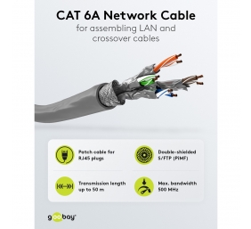 Goobay | CAT 6A Network Cable, S/FTP (PiMF), 50 m | 96093 | S/FTP | Grey