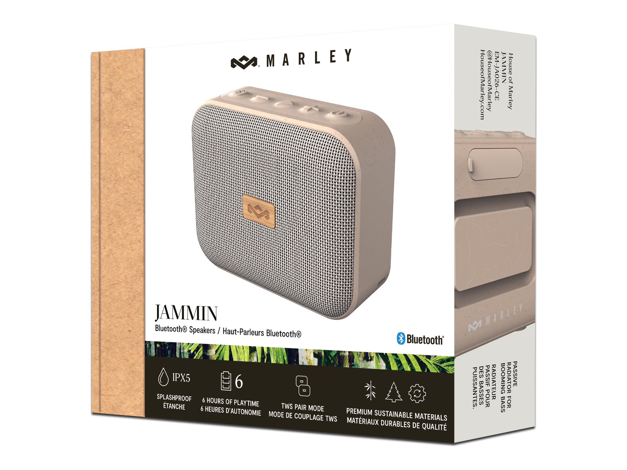 Marley Speaker | Jammin | Waterproof | Bluetooth | Cream | Portable | Wireless connection