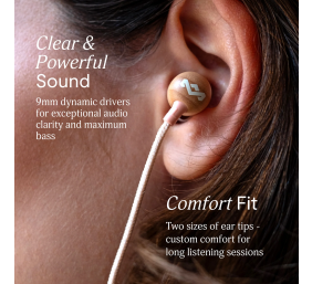 Marley Wired Earbuds | Smile Jamaica | Built-in microphone | USB Type-C | Copper