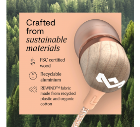Marley Wired Earbuds | Smile Jamaica | Built-in microphone | USB Type-C | Copper