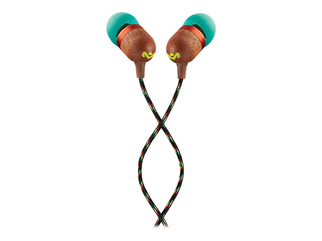 Marley Wired Earbuds | Smile Jamaica | Built-in microphone | USB Type-C | Rasta