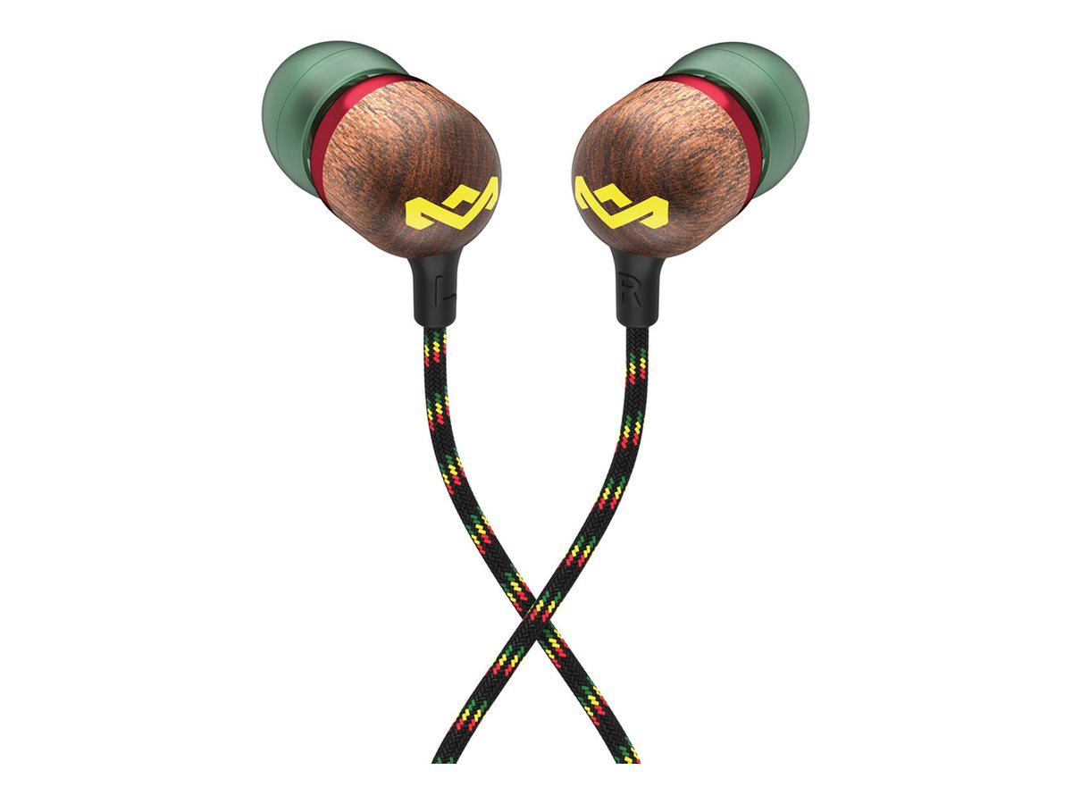 Marley Wired Earbuds | Smile Jamaica | Built-in microphone | USB Type-C | Rasta