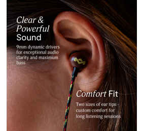 Marley Wired Earbuds | Smile Jamaica | Built-in microphone | USB Type-C | Rasta