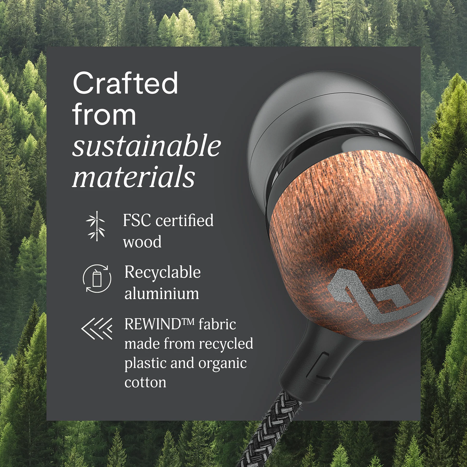 Marley Wired Earbuds | Smile Jamaica | Built-in microphone | USB Type-C | Signature Black