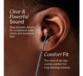 Marley Wired Earbuds | Smile Jamaica | Built-in microphone | USB Type-C | Signature Black
