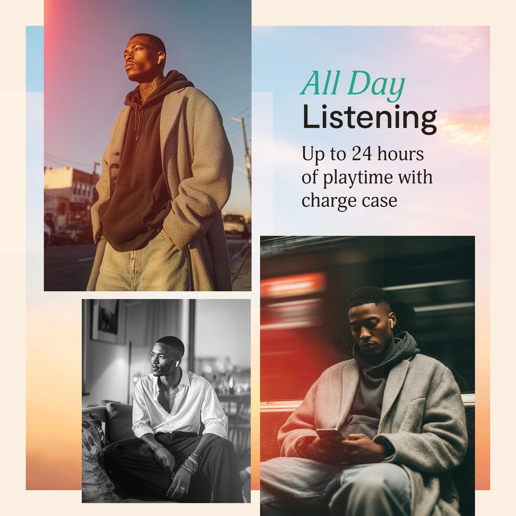 Marley Wireless Earbuds | Trenchtown | Built-in microphone | Bluetooth | ANC | Cream
