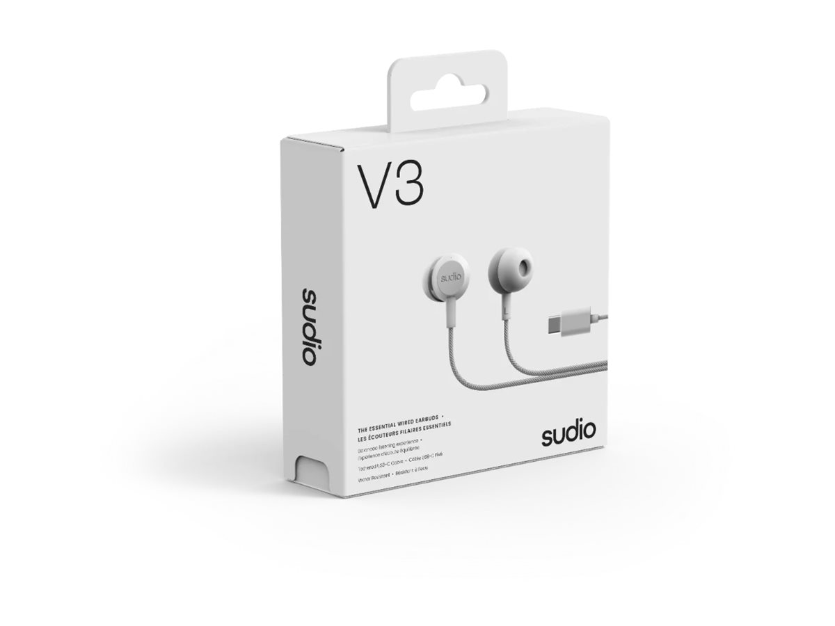 Sudio Earbuds | V3 | USB-C | In-ear | Microphone | Grey White