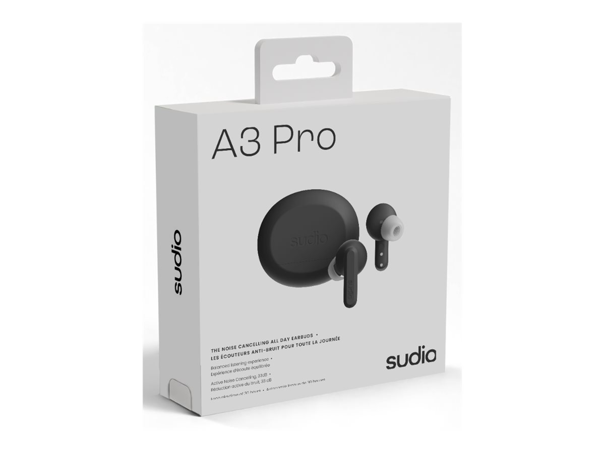Sudio Earbuds | A3 Pro | Bluetooth | In-ear | Microphone | Cloudy Black | Noise canceling | Wireless