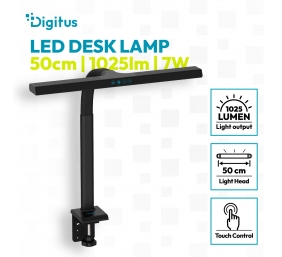 Digitus LED Desk Lamp, 50 cm, Black | DA-90490 | 1025 lm | 7 W | 3000-6500 K | Warm to cold white light | LED lamp | 10 V