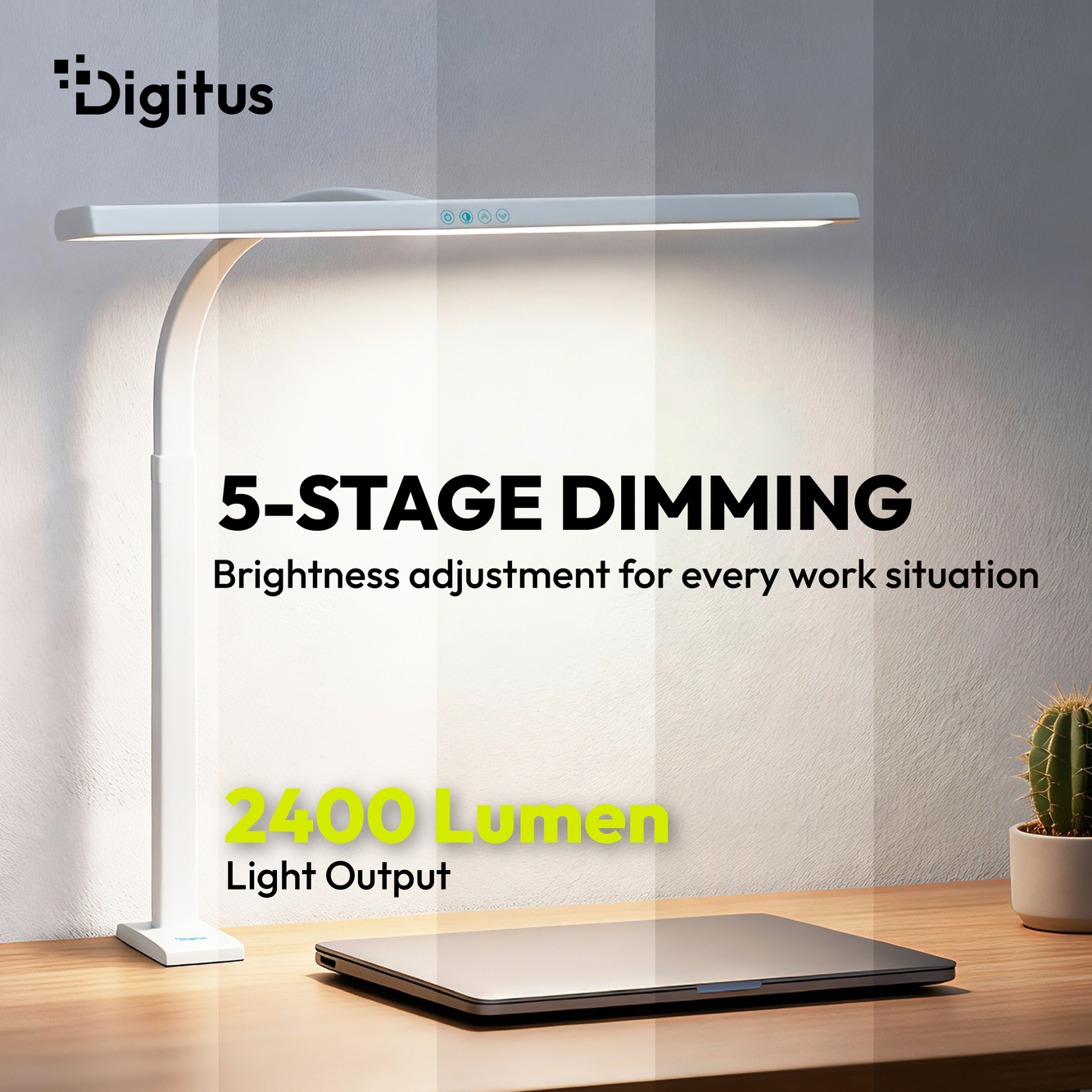 Digitus LED Desk Lamp, 80 cm, White | DA-90493 | 2400 lm | 16 W | 3000-6500 K | Warm white light to white daylight | LED lamp | 10 V