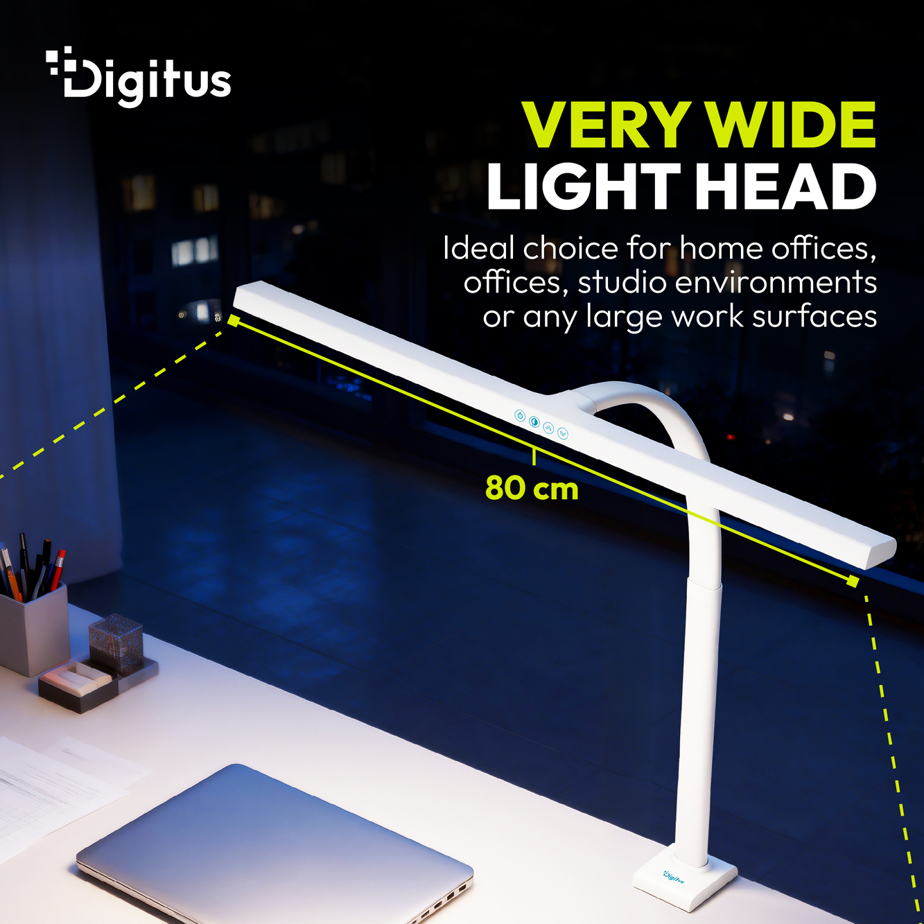 Digitus LED Desk Lamp, 80 cm, White | DA-90493 | 2400 lm | 16 W | 3000-6500 K | Warm white light to white daylight | LED lamp | 10 V