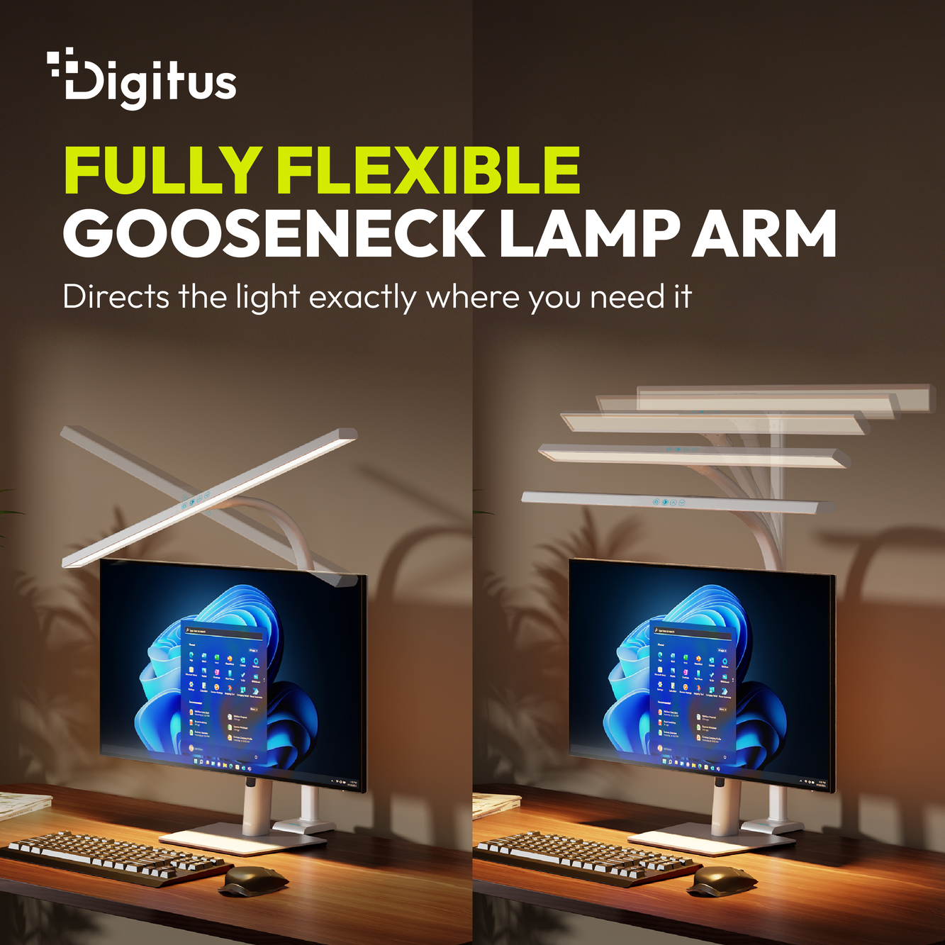 Digitus LED Desk Lamp, 80 cm, White | DA-90493 | 2400 lm | 16 W | 3000-6500 K | Warm white light to white daylight | LED lamp | 10 V