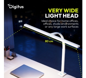 Digitus LED Desk Lamp, 80 cm, White | DA-90493 | 2400 lm | 16 W | 3000-6500 K | Warm white light to white daylight | LED lamp | 10 V
