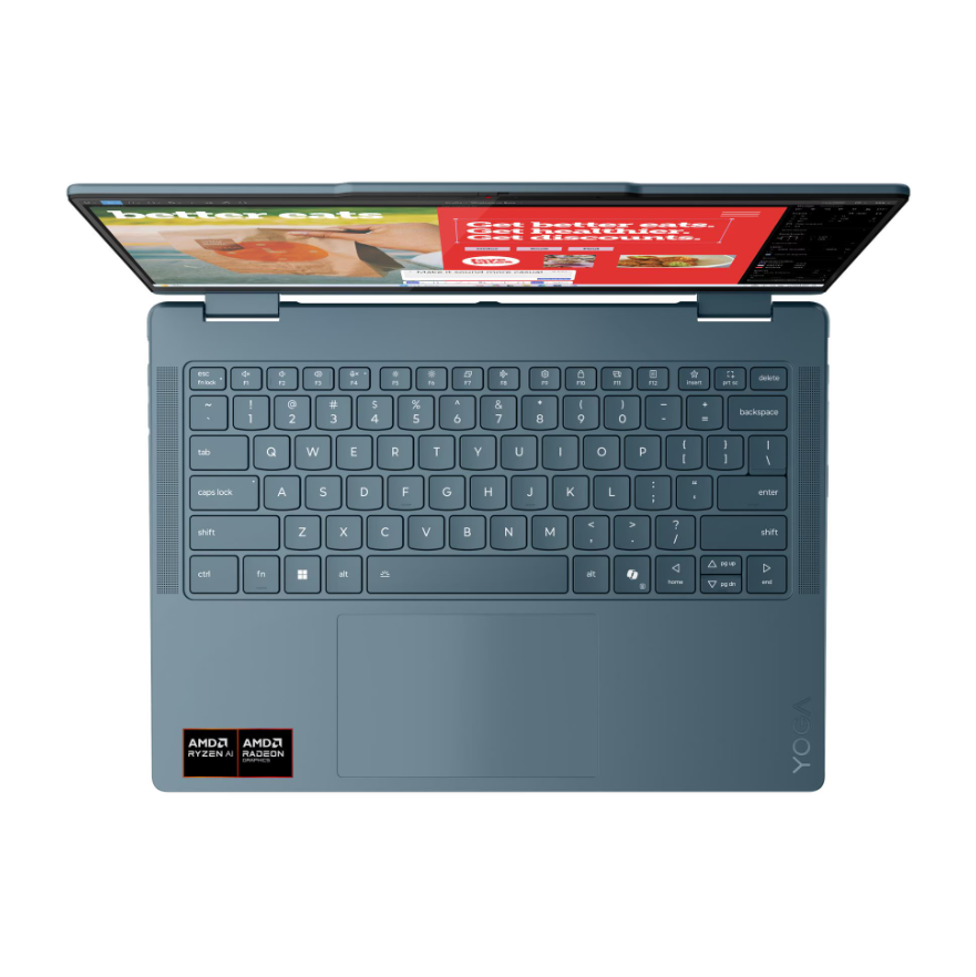 Lenovo- Yoga 7 2-in-1 14AKP10 AMD | Tidal Teal | 14 " | OLED | Touchscreen | WUXGA | 1920 x 1200 pixels | Glossy | AMD Ryzen AI 5 | 340 | 16 GB | Soldered LPDDR5 | Solid-state drive capacity 512 GB | AMD Radeon 840M Graphics | Windows 11 Home | 802.11be |