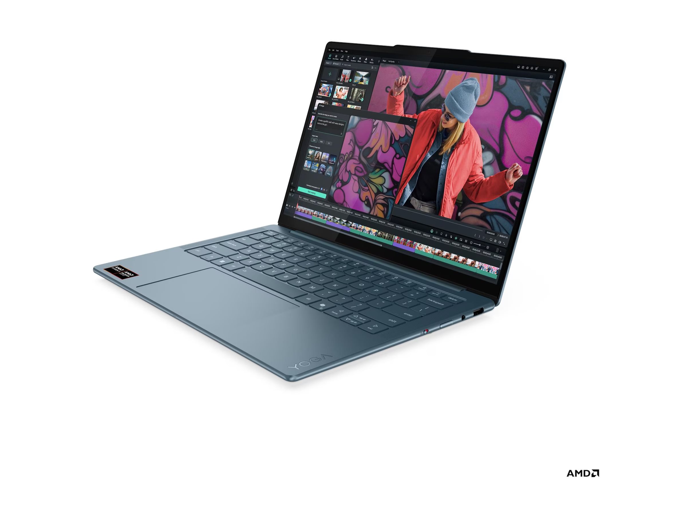 Lenovo- Yoga Slim 7 14AKP10 AMD | Tidal Teal | 14 " | OLED | WUXGA | 1920 x 1200 pixels | Glossy | AMD Ryzen AI 5 | 330 | 16 GB | Soldered LPDDR5X | Solid-state drive capacity 512 GB | AMD Radeon 820M Graphics | Windows 11 Home | 802.11be | Bluetooth vers