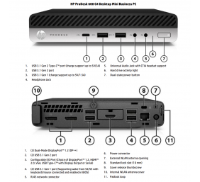 HP Renewed Grade A | ProDesk 600 G4 DM | Intel Core i3 | i3‑8100T | 8 GB | NVMe | 128 GB | Intel UHD Graphics 630 | Wi-Fi | Windows 11 Home
