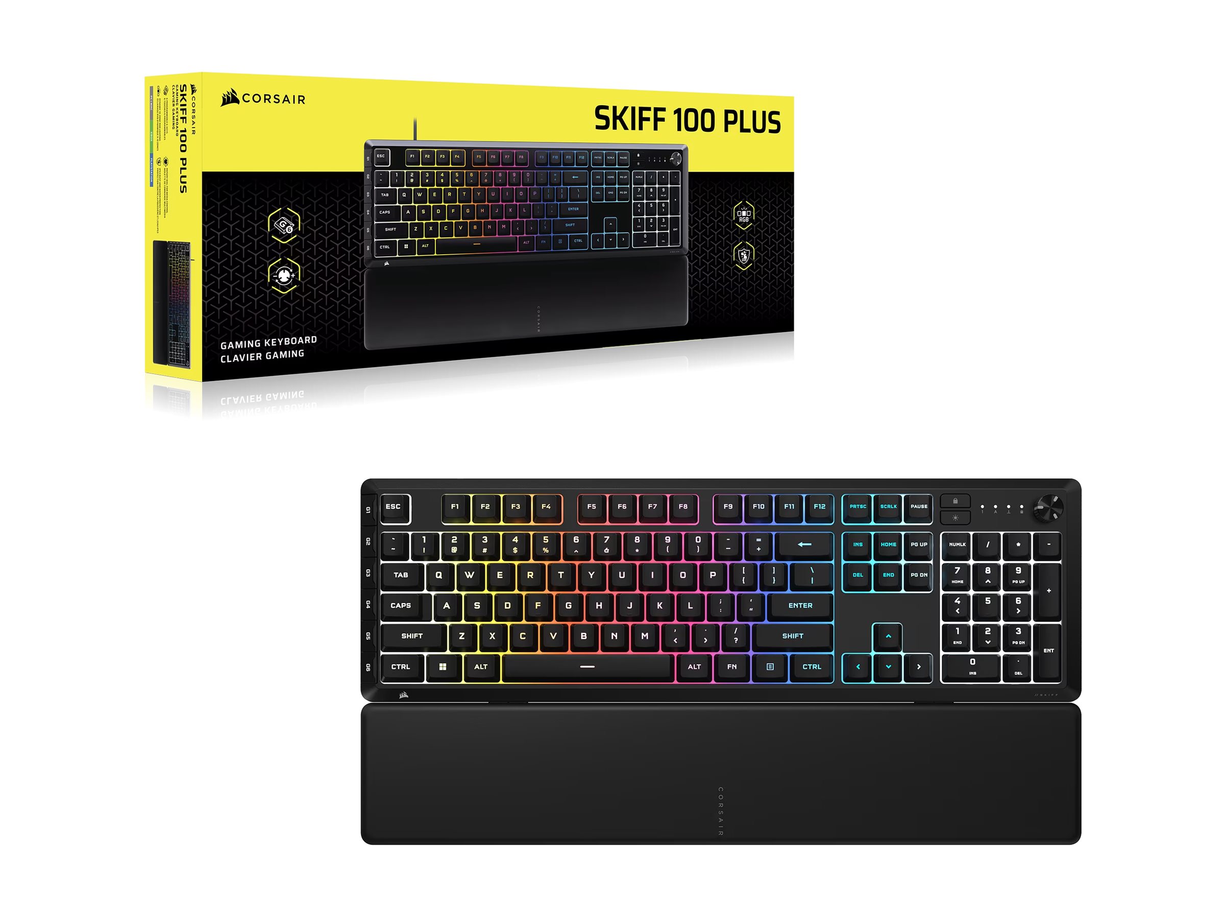 CORSAIR SKIFF 100 PLUS Wired RGB Membrane Gaming Keyboard, 10-Zoned RGB LED | Corsair