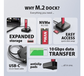 AXAGON | USB-C 10Gbps docking station for M.2 NVMe SSD | ADSA-M2C11L