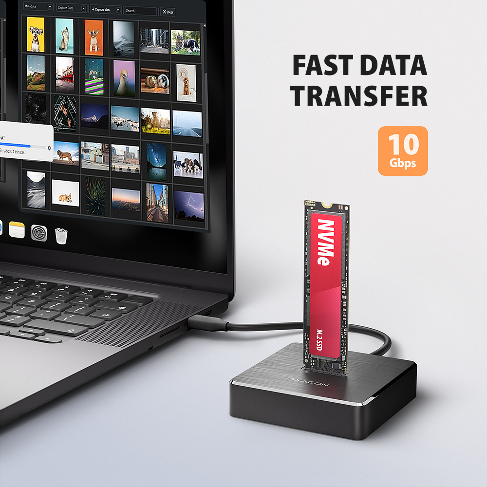 AXAGON | USB-C 10Gbps docking station for M.2 NVMe/SATA SSD | ADSA-M2C11