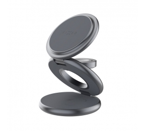 Fixed MagPowerstation Round 3-in-1 foldable wireless charger with MagSafe support | Gray