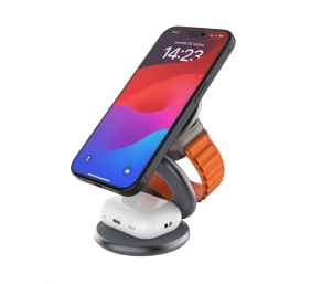 Fixed MagPowerstation Round 3-in-1 foldable wireless charger with MagSafe support | Gray
