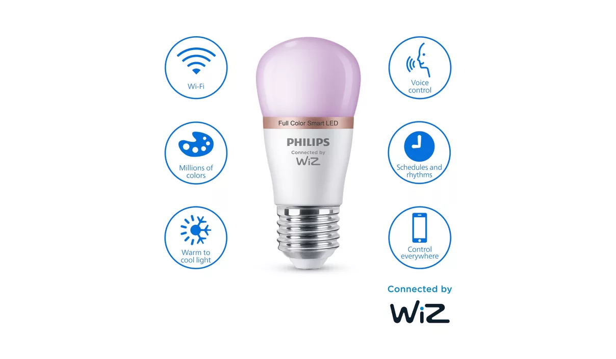 Philips Smart WFB 40W P45 922-65 RGB 1PF/6 | E27 | 4.9 W | Warm to cool white light | Bluetooth, Wi-Fi