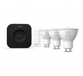 Philips Hue Starter set: 3 GU10 bulbs, dimmer switch, Hue Bridge Pro | GU10 | Zigbee, Wi-Fi, Bluetooth