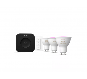 Philips Hue Starter set: 3 GU10 bulbs, dimmer switch, Hue Bridge Pro | GU10 | Zigbee, Wi-Fi, Bluetooth