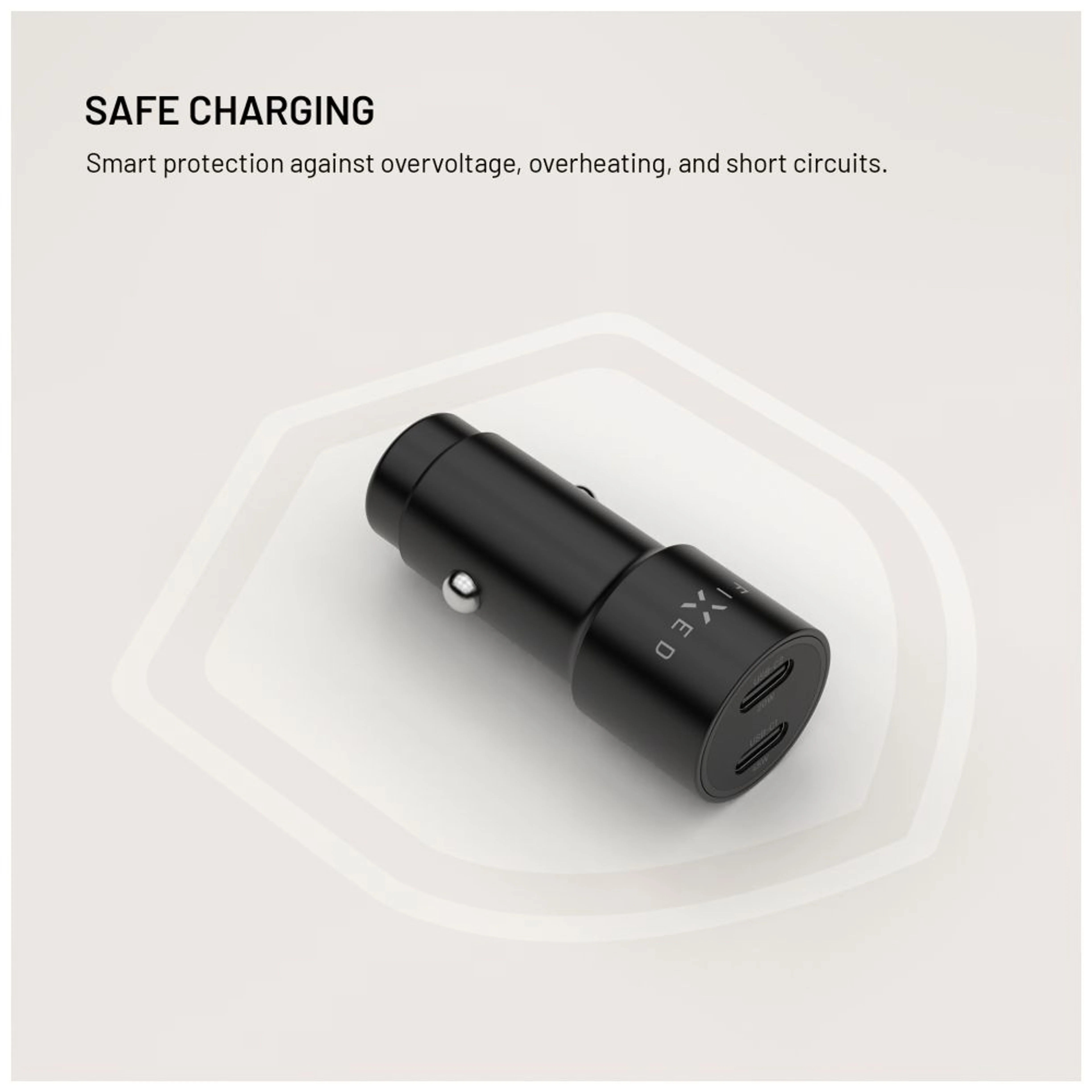 Fixed Dual USB-C Car Charger, 65W, PD 3.0