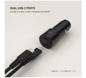 Fixed Dual USB-C Car Charger, 65W, PD 3.0