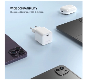 Fixed Mini GaN power adapter with USB-C output and PD support, 65W