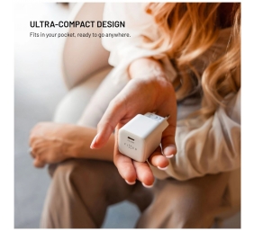 Fixed Mini GaN power adapter with USB-C output and PD support, 65W