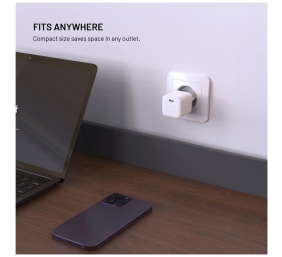 Fixed Mini GaN power adapter with USB-C output and PD support, 65W