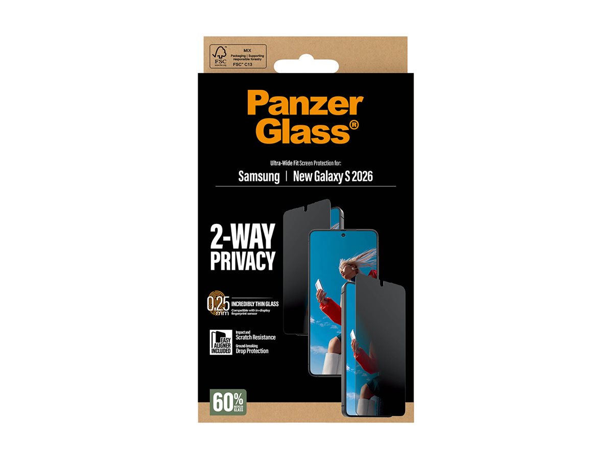 PanzerGlass 2-Way Privacy Screen Protector Samsung New Galaxy S26 | Ultra-Wide Fit w. EasyAligner | PanzerGlass