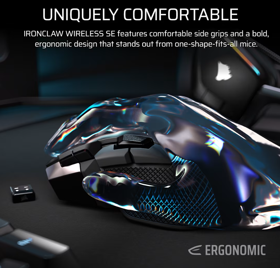 Corsair IRONCLAW SE | Gaming Mouse | Wireless/Wired | 2.4GHz, Bluetooth, USB-C | Black
