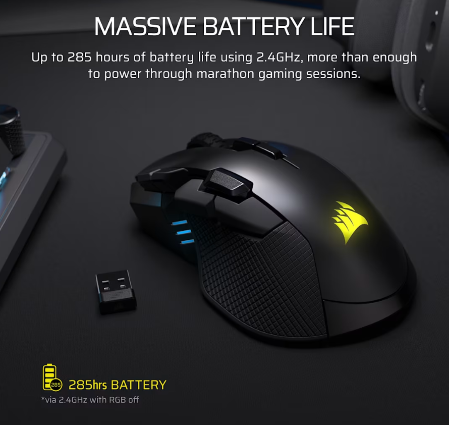 Corsair IRONCLAW SE | Gaming Mouse | Wireless/Wired | 2.4GHz, Bluetooth, USB-C | Black