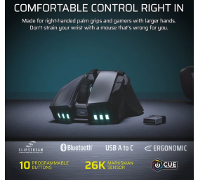 Corsair IRONCLAW SE | Gaming Mouse | Wireless/Wired | 2.4GHz, Bluetooth, USB-C | Black