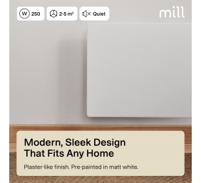 Mill Color Panel Heater | COLOR250 | Panel Heater | 250 W | Suitable for rooms up to 2-5 m² | Matte White | IPX4