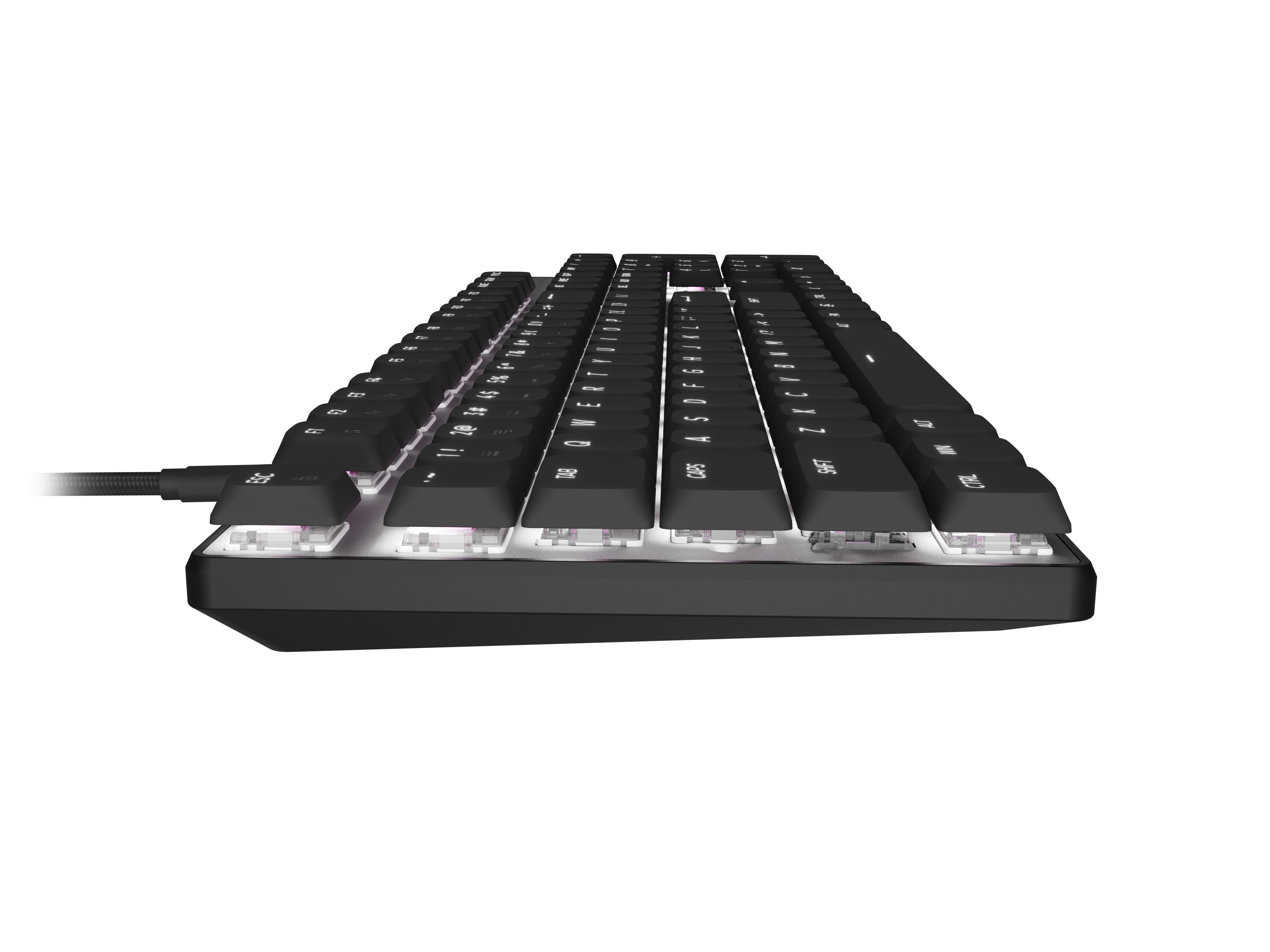 Natec Amberjack | Keyboard | Wired | US | Linear | White backlight, Hot-swappable switches, Anti-ghosting, Built-in memory, Macro recording | Black/Gray