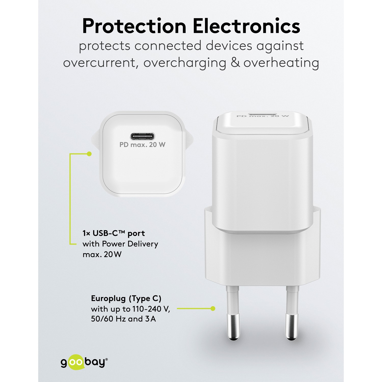 Goobay 20 W USB-C PD GaN Fast Charger Nano | USB-C