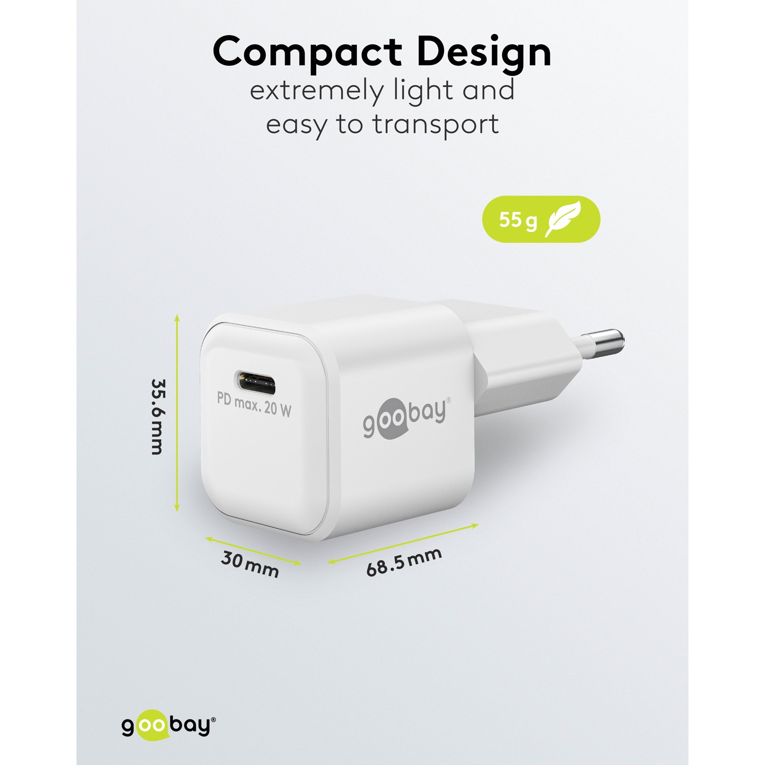 Goobay 20 W USB-C PD GaN Fast Charger Nano | USB-C